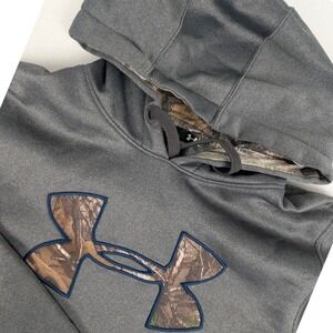 Under Armour Mens Storm Realtree Xtra Camo Logo Hoodie Gray Medium MD Loose